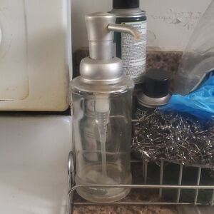 Silver and Clear Glass Soap Dispenser